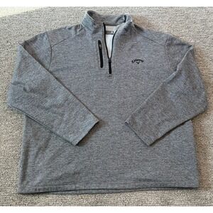 Callaway‎ Mens Sweatshirt Sweater XXL 2XL Gray 1/4 Zip Pullover Golf Pockets